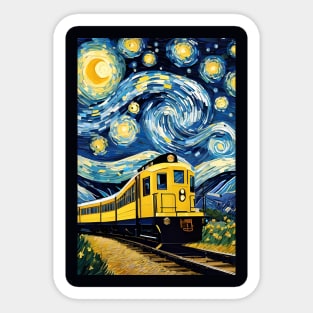 Vincent van Gogh starry night style train Sticker